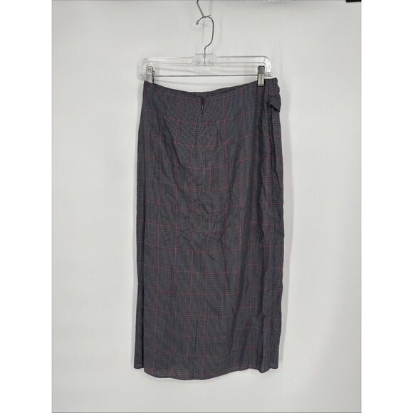 Rag & Bone Womens Size 4 Amber Plaid Midi Skirt Dark Academia Gray Red Black New - Picture 7 of 10